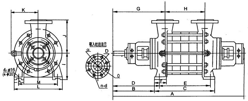 2.5GC-3.5、4GCGC型臥式多級離心泵外型尺寸圖